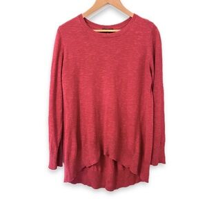 Eileen Fisher Linen Cotton Organic Pullover Sweater Red Long Sleeve Knit Red